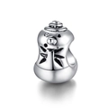 Polierte Schneemann-Perle aus Silber mit Zirkonia-Augen für DIY-Weihnachtsarmbänder - Anthropomorpher Skulpturenstil (19)