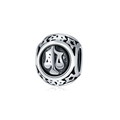 Silver Libra zodiac charm bead with balance scale symbol and hollow star edge - Libra
