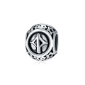 Silver zodiac charm bead with star patterns and geometric rune design for DIY jewelry - Sagittarius