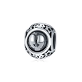 Oxidized silver baby footprint heart charm with star cutouts for DIY jewelry making - Gemini