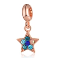 Sternförmiger Anhänger aus Roségold mit funkelnden blauen Edelsteinen für Armbänder - Stern-Stil (28)