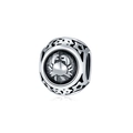 Silver Cancer zodiac charm bead with 3D crab design and star cutouts for DIY jewelry - Cancer