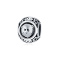 Detailed macro view of retro S925 silver cylinder charm with bear relief and star cutouts - Leo