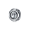 Macro shot of silver charm bead with hollow star patterns and 3D relief design - Aquarius