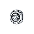 Silver zodiac charm bead with embossed ram head and hollow star details on the sides - Capricorn