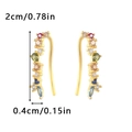 Detailed size view of 2cm colorful zircon ear crawlers with gold finish plating - Gold
