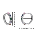 Rainbow cubic zirconia hoop earrings with 1.6cm outer diameter and 1.2cm inner diameter - Silver + Multicolor