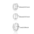 Three-piece set of silver hoop earrings with 0.8cm diameter and sparkling cubic zirconia stones - Silver (E105)