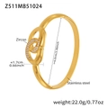 Bracciale a nodo dorato in acciaio inossidabile con zirconi brillanti e design a doppio anello - Bracciale a Doppio Anello Oro (Z511)