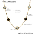 Minimalist stainless steel necklace featuring geometric square glass stone pendants - Necklace / Black / Gold