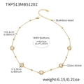 Collier doré en acier inoxydable avec cinq breloques rondes en pierre de verre clair - Collier Rond Facetté (TXP513) / 42+5cm / Or + Transparent