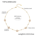 Collier en acier inoxydable doré avec pierre en verre rose à facettes rondes et billes - Collier Rond Facetté (TXP513) / 42+5cm / Or et Rose