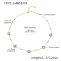 Collier doré en acier inoxydable avec cinq pierres en verre bleu clair et perles d'or - Collier Rond Facetté (TXP513) / 42+5cm / Or + Bleu Lac