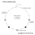 Collier minimaliste en acier inoxydable argenté avec pierres en verre noir et clair - Collier Rond Facetté (TXP513) / 42+5cm / Or + Noir