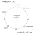 Collier en acier inoxydable avec pierres en verre rose et billes de métal 42+5cm - Collier Rond Facetté (TXP513) / 42+5cm / Acier + Rose