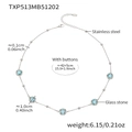 Collier minimaliste en acier inoxydable argenté avec cinq pierres de verre bleu clair - Collier Rond Facetté (TXP513) / 42+5cm / Acier et Bleu Lac