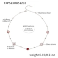 Collier en acier inoxydable avec pierres de verre rondes rouges et roses - Collier Rond Facetté (TXP513) / 42+5cm / Acier + Rouge Mélangé