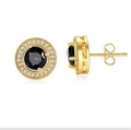 Modische Herren-Ohrstecker mit schwarzem Edelstein und Zirkonia in Goldoptik - Gold Schwarz Zirkonia
