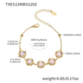Bracelet en acier inoxydable doré avec pierres en verre rose et chaîne réglable - Bracelet Rond Facetté (TXE513) / 16.5+5cm / Or et Rose