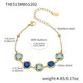 Bracelet en acier inoxydable avec pierres en verre bleues et chaîne dorée élégante - Bracelet Rond Facetté (TXE513) / 16.5+5cm / Or + Bleu Mélangé