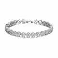 Macro view showing brilliant halo setting of round cubic zirconia on a silver bracelet - Modular Rhinestone Cluster Style (s7192 White)