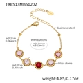 Bracelet en acier doré orné d'une pierre rouge rubis et de quatre pierres rose clair - Bracelet Rond Facetté (TXE513) / 16.5+5cm / Or + Rouge Mélangé