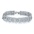 Elegante bracciale a cuore scintillante in zirconia cubica con finitura oro bianco - Stile Composito a Raggi di Stella (Style 5)