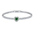 Elegante bracciale in argento con cuore verde e pavé di zirconi trasparenti - Diamante smeraldo