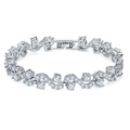 Elegante bracciale a cuore in argento con zirconi scintillanti e design a onde - Stile Pavé Ondulato (Style 6)