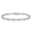 Bracciale in zircone argento per donna con design a cuore traforato e chiusura a scatto - Stile Maglia Petalo Traforata (Style 16)