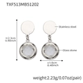 Boucles d'oreilles pendantes en acier inoxydable argenté avec pierre en verre ronde - Boucles d'Oreilles Rondes Facettées (TXF513) / 2.3x1.0cm / Acier + Transparent