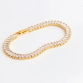 Elegant 18K rose gold plated baguette cut zircon tennis bracelet with fold-over clasp - Bracelet