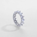 Elegant eternity ring with pear-cut cubic zirconia in polished silver setting - US 6 / Silver