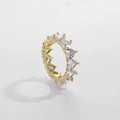 Elegant gold plated eternity ring with heart shaped cubic zirconia stones all around - US 7 / Gold