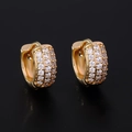 Iced out gold hoop earrings for men with micro-paved cubic zirconia stones and mirror reflection - Gold Micro-Inlaid White Zirconia Small