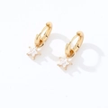 Eleganti orecchini a cerchio placcati oro 18 carati con ciondoli a stella in zircone lucido - Stella a Cinque Punte Dorata (Oro 008 + Strass)