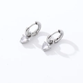 Detail of heart-shaped clear zircon drop earrings in S925 silver with leverback closure - White Gold Tone Heart (White Gold Tone + White Rhinestone-3)