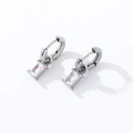 Macro detail of silver square zircon earrings with sleek emerald-cut transparent stones - White Gold Plated Rectangular (White Gold Plated + White Rhinestone-4)