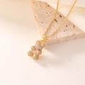 Collana dorata con ciondolo a forma di orsetto incastonato con zirconi rosa e viola - Oro con Zircone Viola