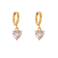 Elegant gold hoop earrings featuring sparkling heart-shaped cubic zirconia charms - Simple Heart Pendant (Q166)