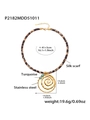 Leopard print silk neckband with stainless steel ring and turquoise beads necklace - Spiral Turquoise / Spiral Turquoise Style (P2182)