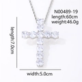 Collier pendentif croix hip hop argenté avec zircons blancs et chaîne de 60cm - Croix Strass Blanc Plaqué Argent