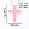 Collier avec pendentif croix en cristal rose, chaîne corde rose doré et style gothique - Croix Strass Rose Plaqué Or Rose
