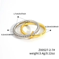 Set di due anelli intrecciati con una fascia dorata e un anello in zirconi argento pavé - Due Anelli Taglia 6