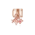 Maillon de bracelet en or rose avec pendentifs avion, globe et valise sur fond blanc pur - Style Voyage Avion Globe Valise Or Rose (MK-DGB1466)