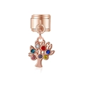 Détail macro du charm arbre en or rose avec pierres précieuses colorées pour bracelet - Style Arbre de Vie Pierres Colorées (MK-DGB1225)