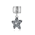 Vue macro de breloque étoile de mer en argent avec zircons pour bracelets modulaires - Style Étoile de Mer Strass Blanc Argent (MK-DGB459)