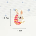 Detail of colorful Easter bunny pendant with striped egg charm showing exact 2.7cm height - Rabbit White Rose Red Egg