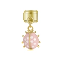 Détail du pendentif coccinelle en émail rose pour bracelet à maillons modulaires italien - Coccinelle Rose (MK-MDF047)