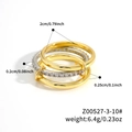 Set di anelli bicolore minimalisti a fascia con anelli in oro e fascia micro-pavé argento - Tre Anelli Taglia 9